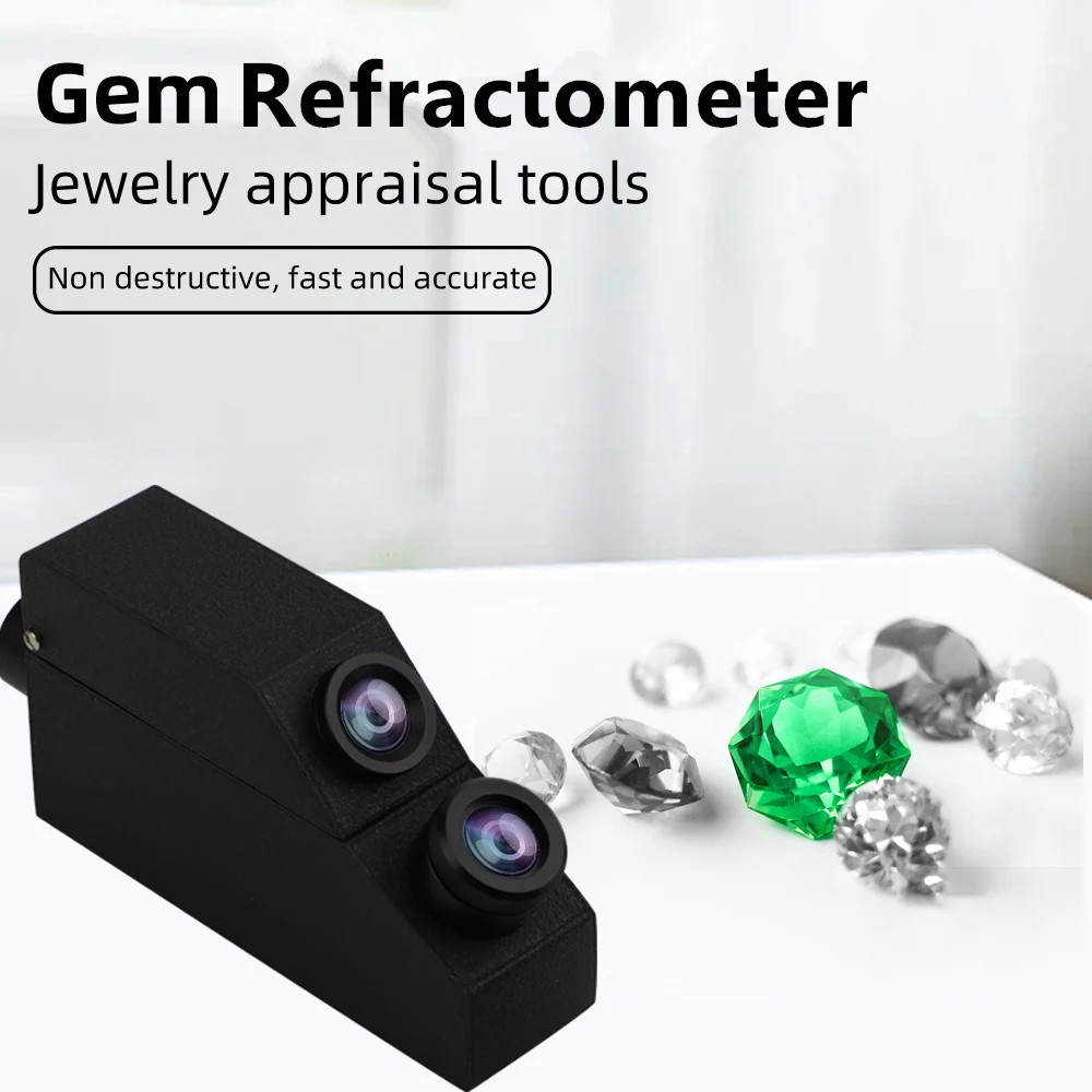 Gem Refractometer 1.30 ~ 1.81 RI Range Professional Gemstone ldentification w/ Monochromatic Light Filter + Polarizing Lens