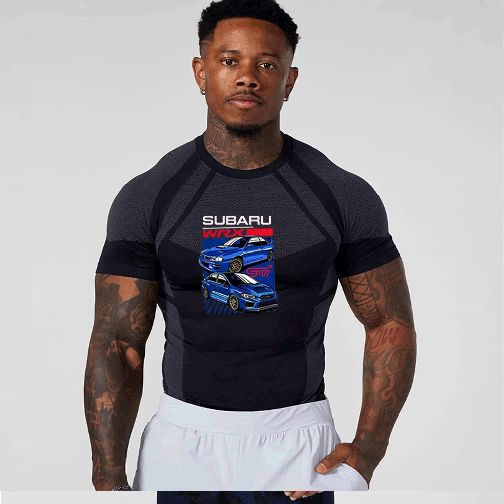 

SUBARU men's short sleeved T-shirt, tight fitting fitness top, outdoor quick drying breathable elastic T-shirt SUBARU racing sui