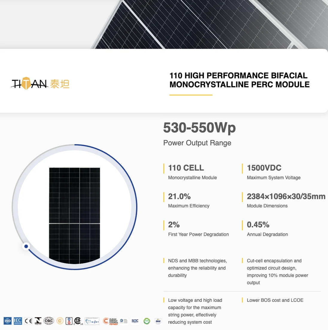 Chinese Manufacturer Risen Brand Mono Solar Panel 530W 535W 540W 545W 550W 555W Pv Panels