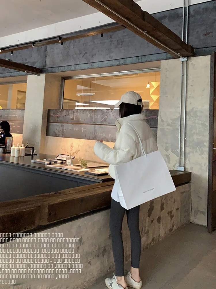 

Morning Bean Pea Coat Thiened ort Sle Women's Winter Jaet Small Size Camere Goose down Quilted Embroidered Collar