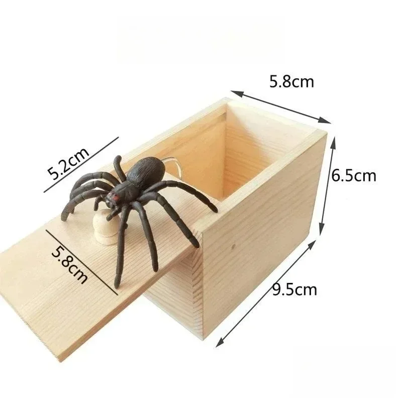 3PCS Spider Scare Prank Box Pop Out Rubber Spider Handmade Wooden Scare Box Fun Surprise Joke Prank Trick Toy Halloween Gift