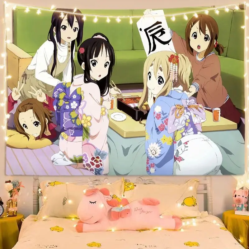 VIKAMA Kimono Anime Girls Tapestry, Cozy Kotatsu Wall Hanging for Bedroom Dorm Living Room Decor