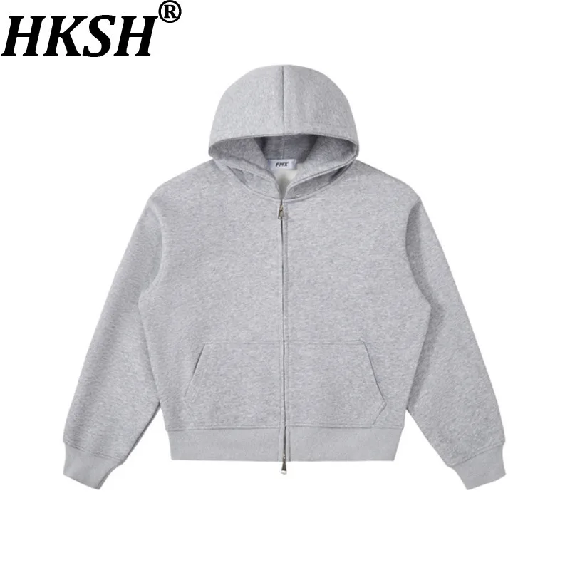 

HKSH весна осень новый мужской тренд повседневный свободный однотонный свитшот на молнии с капюшоном американский элегантный модный женский пальто HK14128
