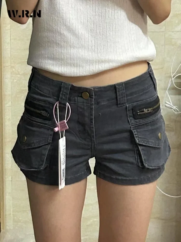 Gyaru Hotsweet 2000S Pantaloncini di jeans slim fit Vita alta Casual Sexy Street Kpop Style Pantaloncini da donna Y2K Guaina solida Cyber Jean