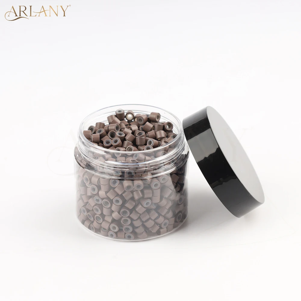 

ARLANY 1000pcs 4mm Hair Extention Beads Silicone Lined Micro Rings for Weft Extensions Hair Tinsel Beads