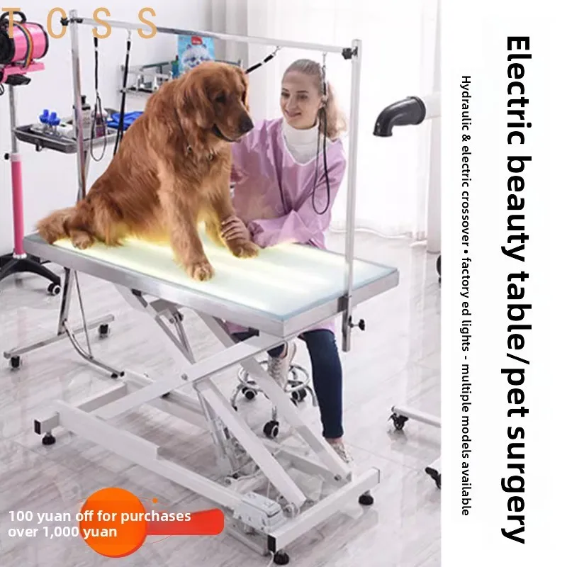Hydraulic Pet Grooming Table Height Adjustable Folding Gantry Arm Cat Dog Bathing Stand