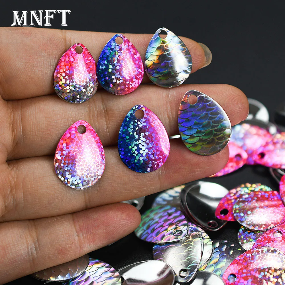 MNFT 20 Stück holografische Angel-Spinnerblätter, DIY-Köderherstellungsteile, bunte Fischschuppen-Rohlinge