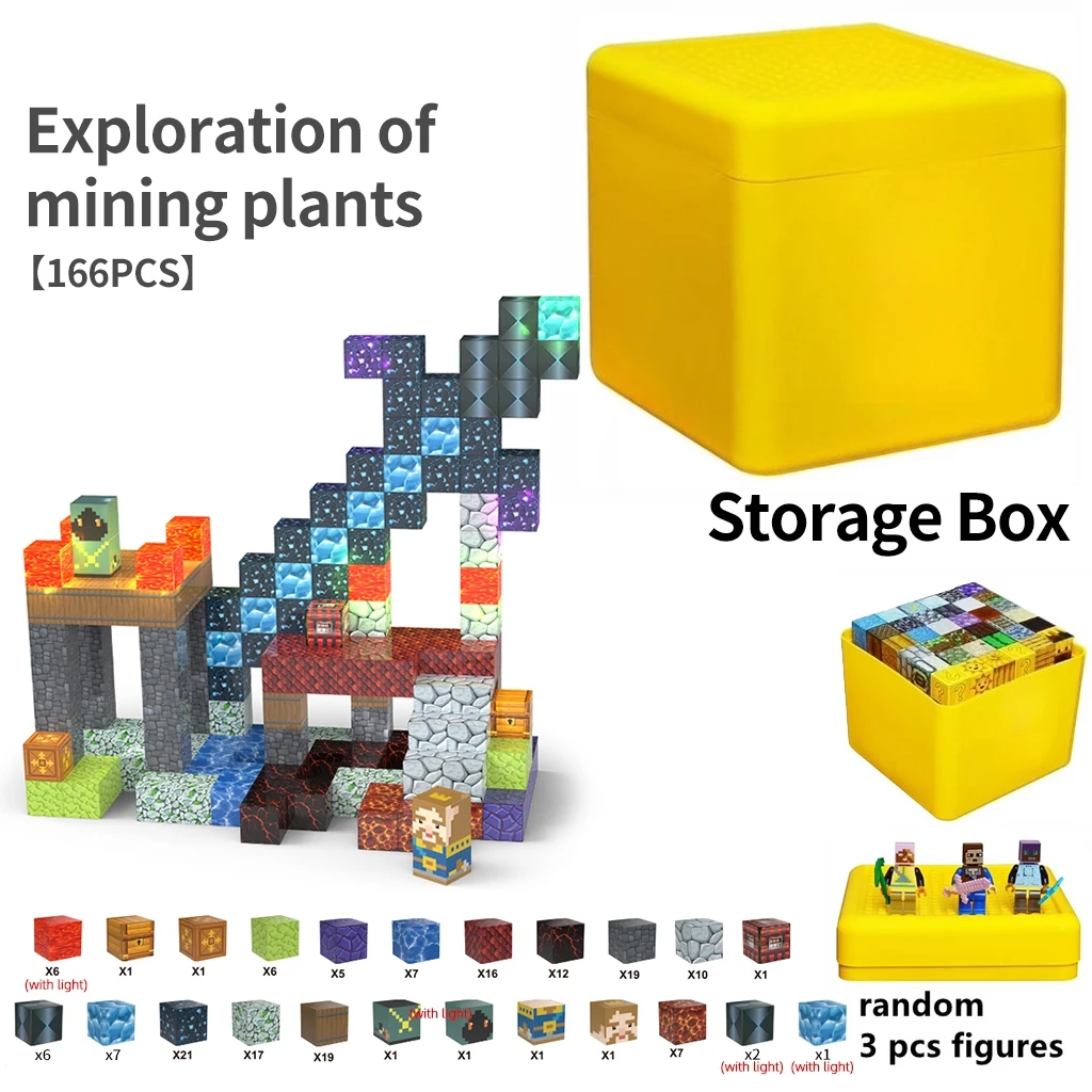 

Exploration of Mining Plants Magnetic Building Blocks with Lights DIY Toys Gift For Children