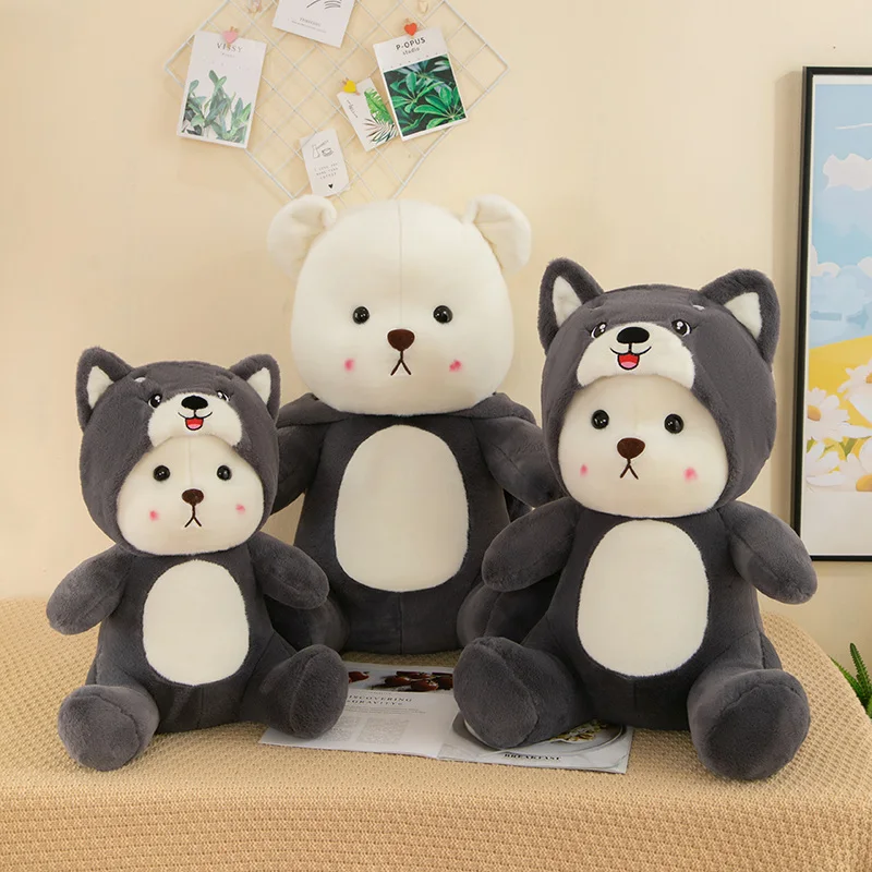 Cute Husky Cosplay Teddy Bear Plush Toy Cartoon Stuffed Animals Bears Plushies Doll Anime Soft Kids Toys for Girls Home Decor