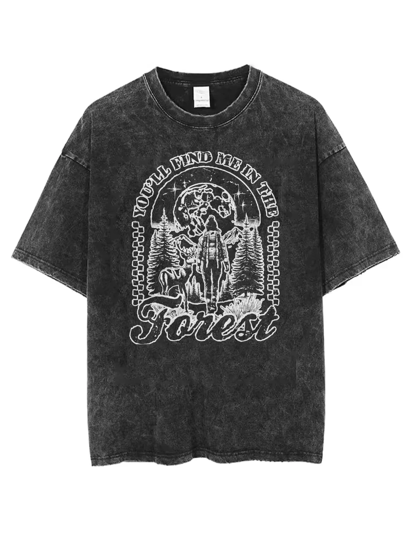 تي شيرت مريح برقبة دائرية ومغسول الأكثر مبيعًا للنساء والرجال فضفاض مناسب بطباعة الهالوين باللون الأسود طراز كاجوال للشتاء