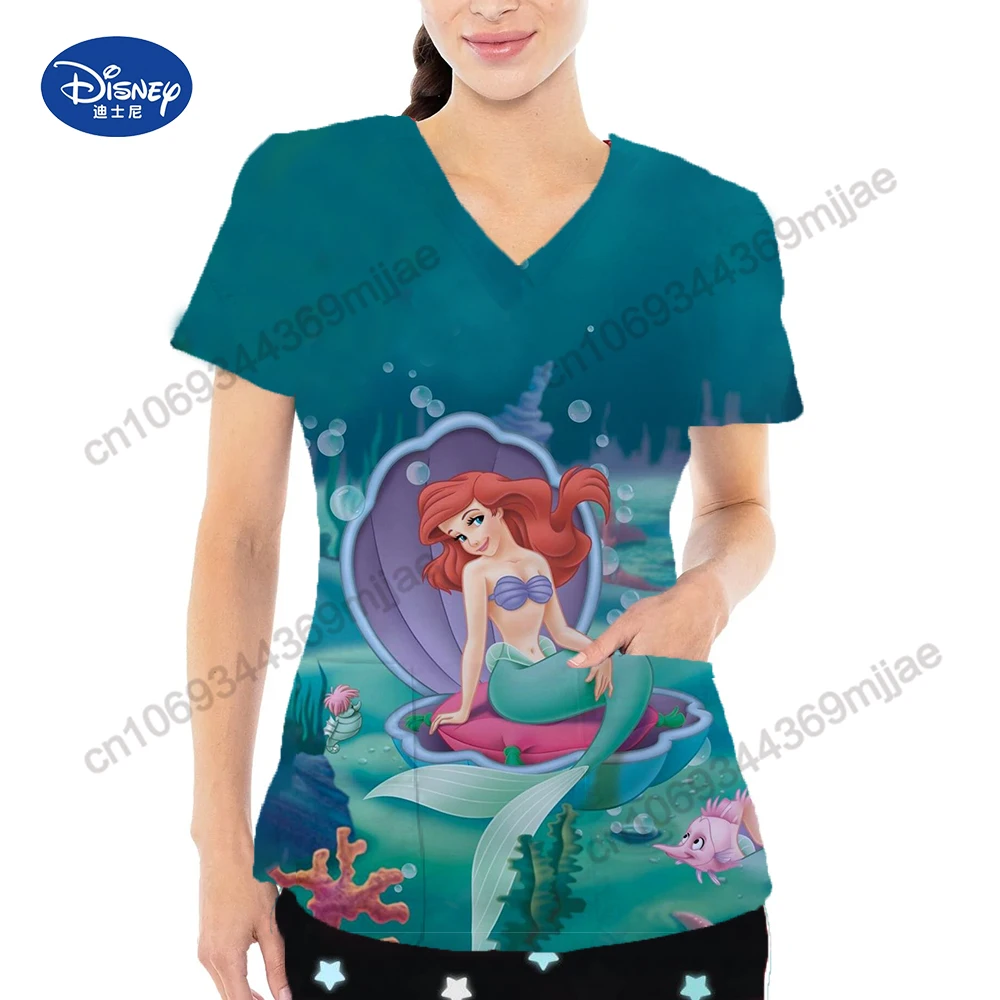 V-neck Graphic Tees Disney 2000s Tops Y2k Clothing Pocket Women's Tee Shirt T-shirts 2023 Women Cute Clothes Y 2k Top Yk2 Tshirt