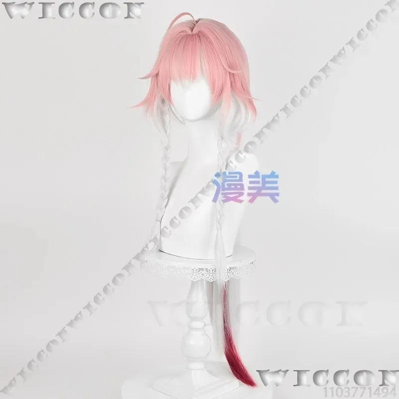 

a7d@Changli Game Wuthering Waves Cosplay Prop Pink White Wig Golden Headwear Set For Women Girl Halloween Party Roleplay Customi