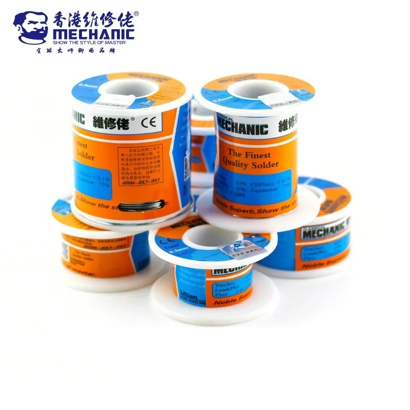 500g MECHANIC HX-T100 high purity low melting point solder wire Sn63%Pb37% 0.2/0.3/0.4/0.5/0.6/0.8/1.0/1.2mm tin 1%~3%180Celsius