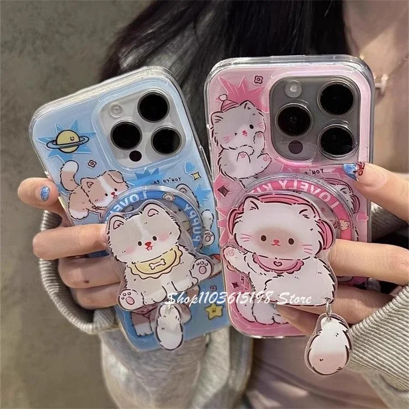 

Поддержка IPhone 16, Pad Magsafe Smart TokKorea, магнитный держатель с милым мультяшным котом, ручка Tok Griptok, подставка для телефона, держатель для телефона
