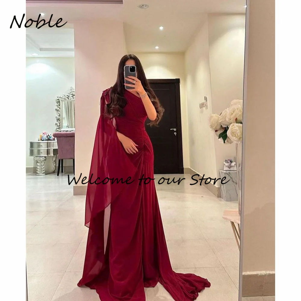 

Noble Elegant Appliques Formal Occasion Gowns One-Shoulder Chiffon Evening Dress Pleated Party Dress for Women Long Prom Gown