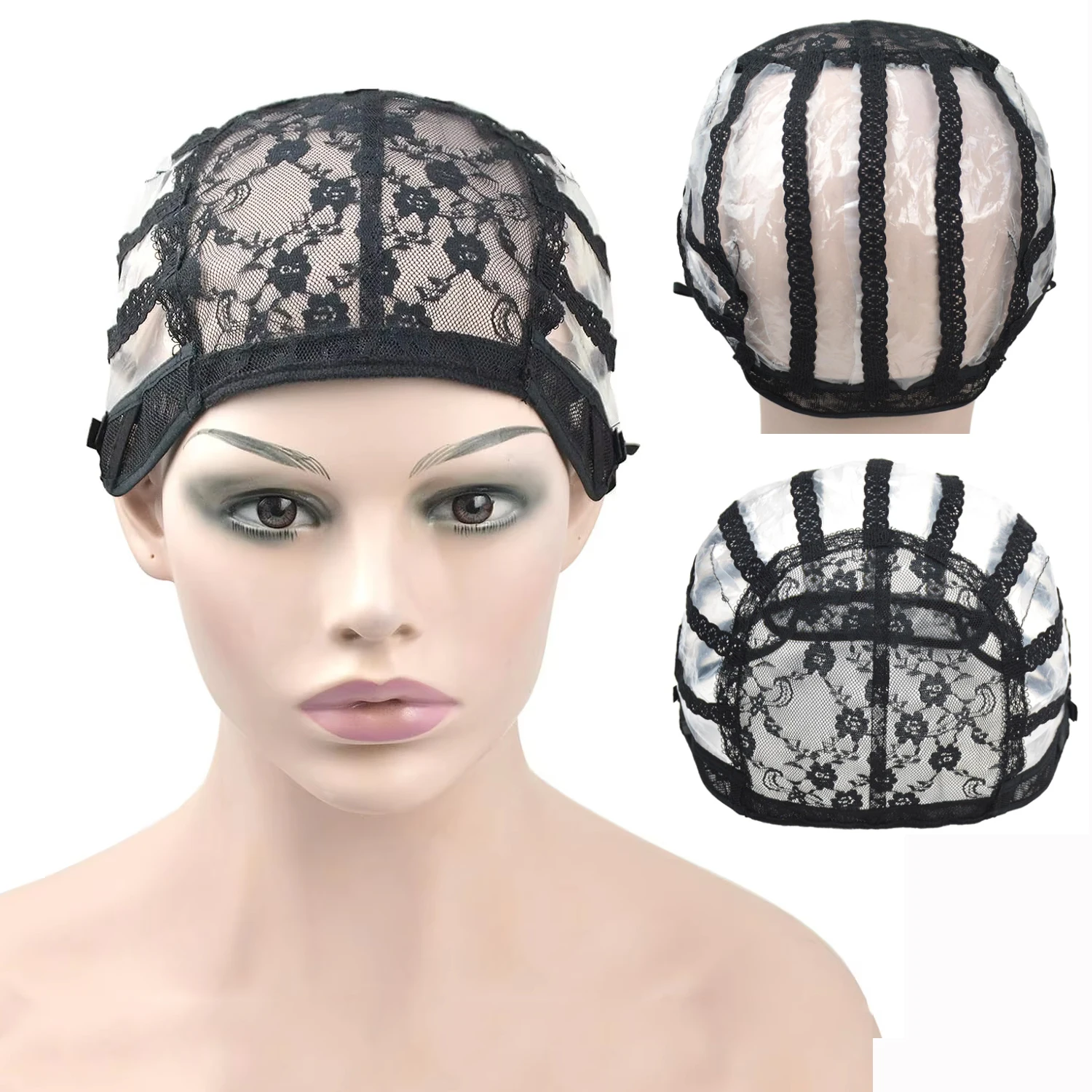 New Wig Cap for Making Wigs Plastic Liner Ventilated Lace Net Cap with Adjustable Strap for Women Comfortable Fit Making
