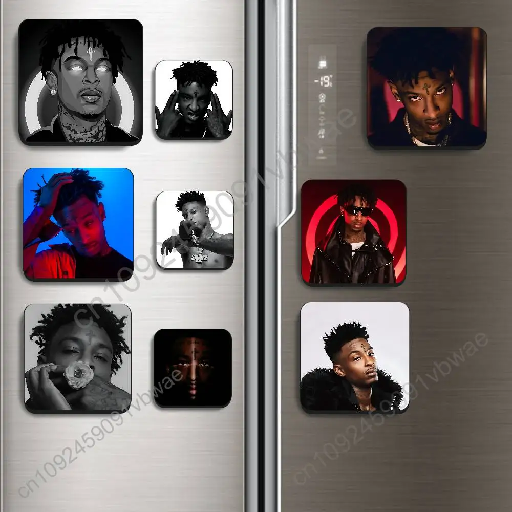 Imán de nevera de plástico negro con diseño de la estrella del rock 21 Savage, para pegatinas magnéticas que no dejan rastro, duradero, liso y texturizado