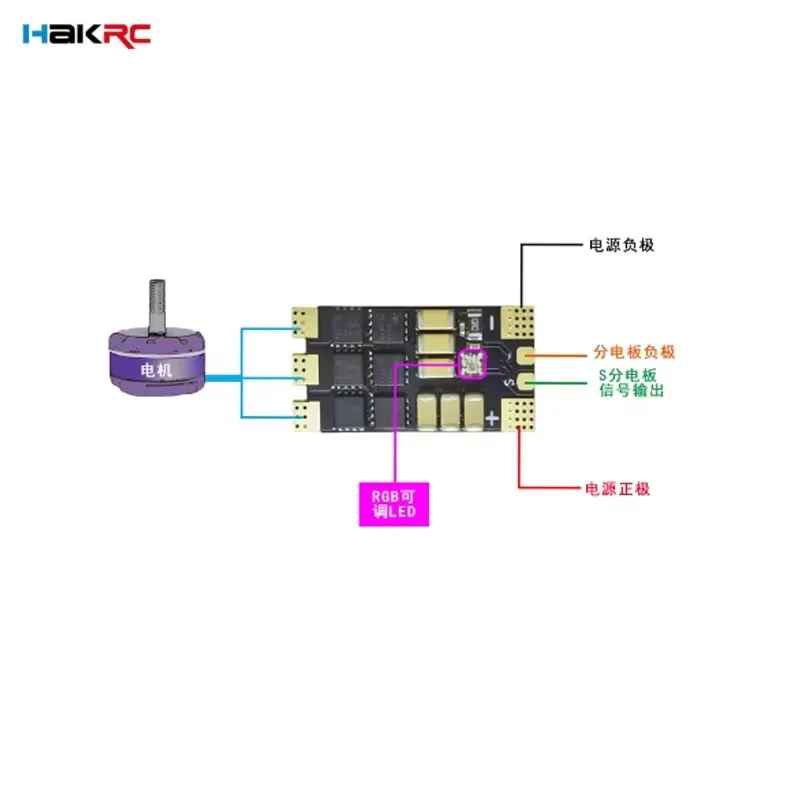 HAKRC BLS 20A S20A BLHeli-S Dshot150/300/600 2-5S vitesse sans brosse ESC LED RGB intégrée pour Drone Freestyle de course FPV bricolage