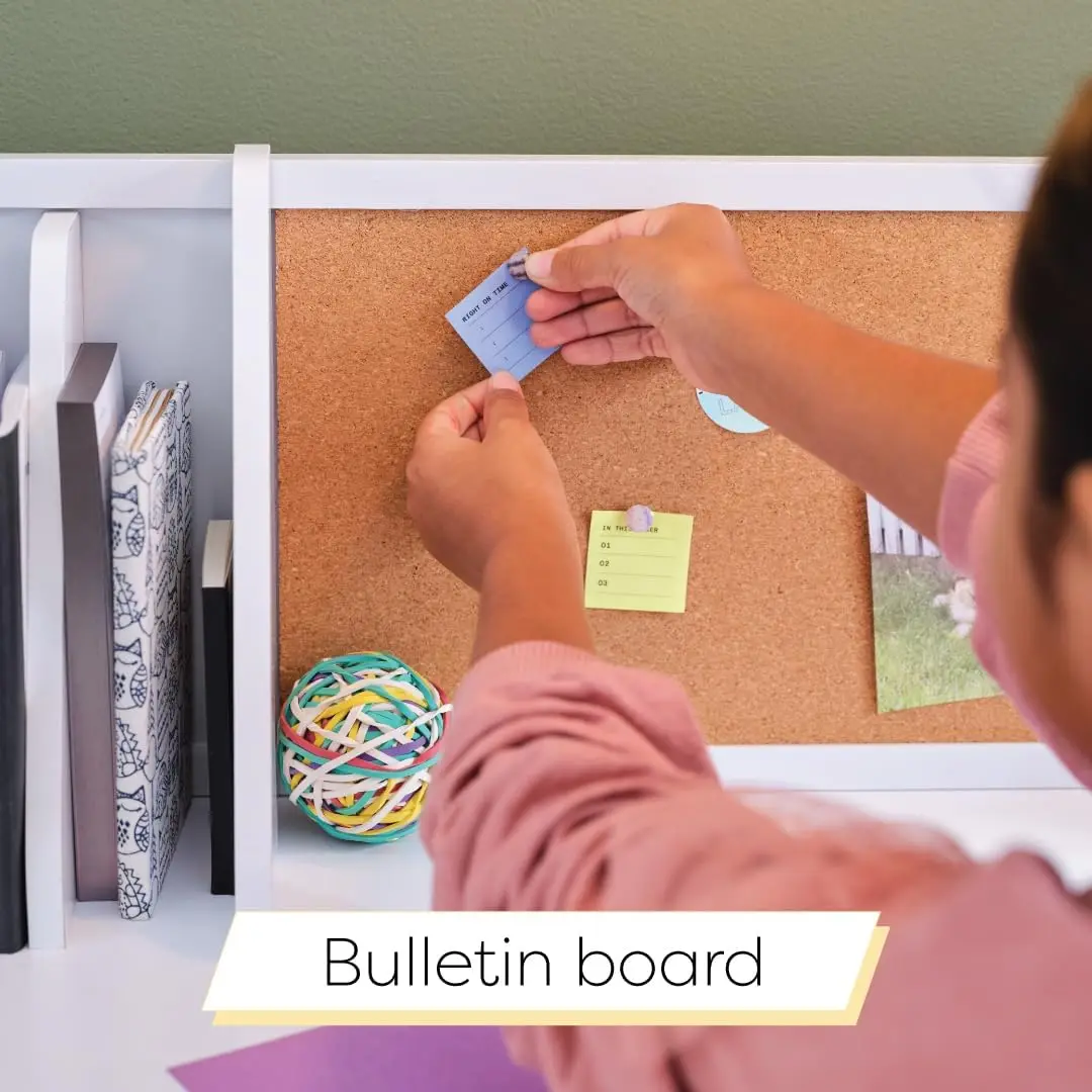 Study Desk for Children with Chair, Bulletin Board and Cabinets, White