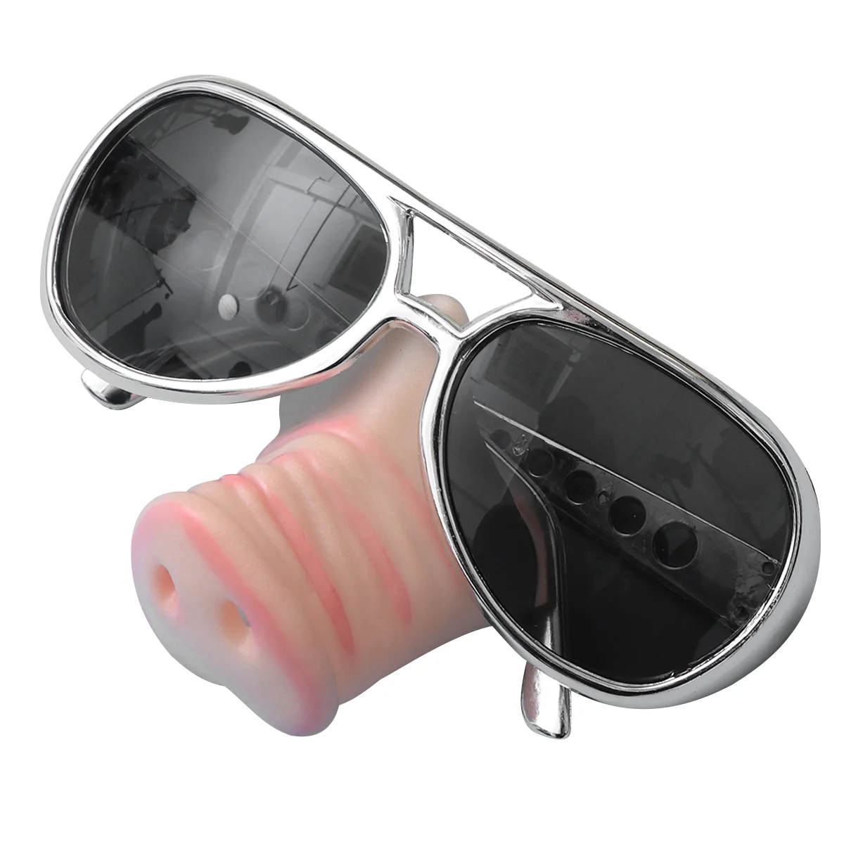 نظارات أنف الخنزير للهالوين، نظارات شمسية مضحكة للحفلات التنكرية، فستان مبتكر لالتقاط العين، فضي مريح #1