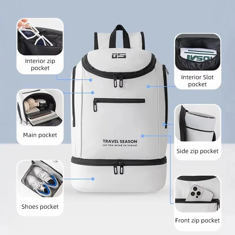 Sports Backpack with Independent Shoe Pocket Fitness Gym Bag Travel Storage Backpack School Bag Basketball Football Rucksack