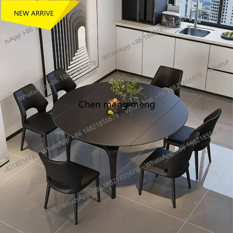 G153 Modern Rock Slab Dining Tables Telescopic Folding Square And Round Dual-purpose Dining Table Design Luxury Dining Room Furn