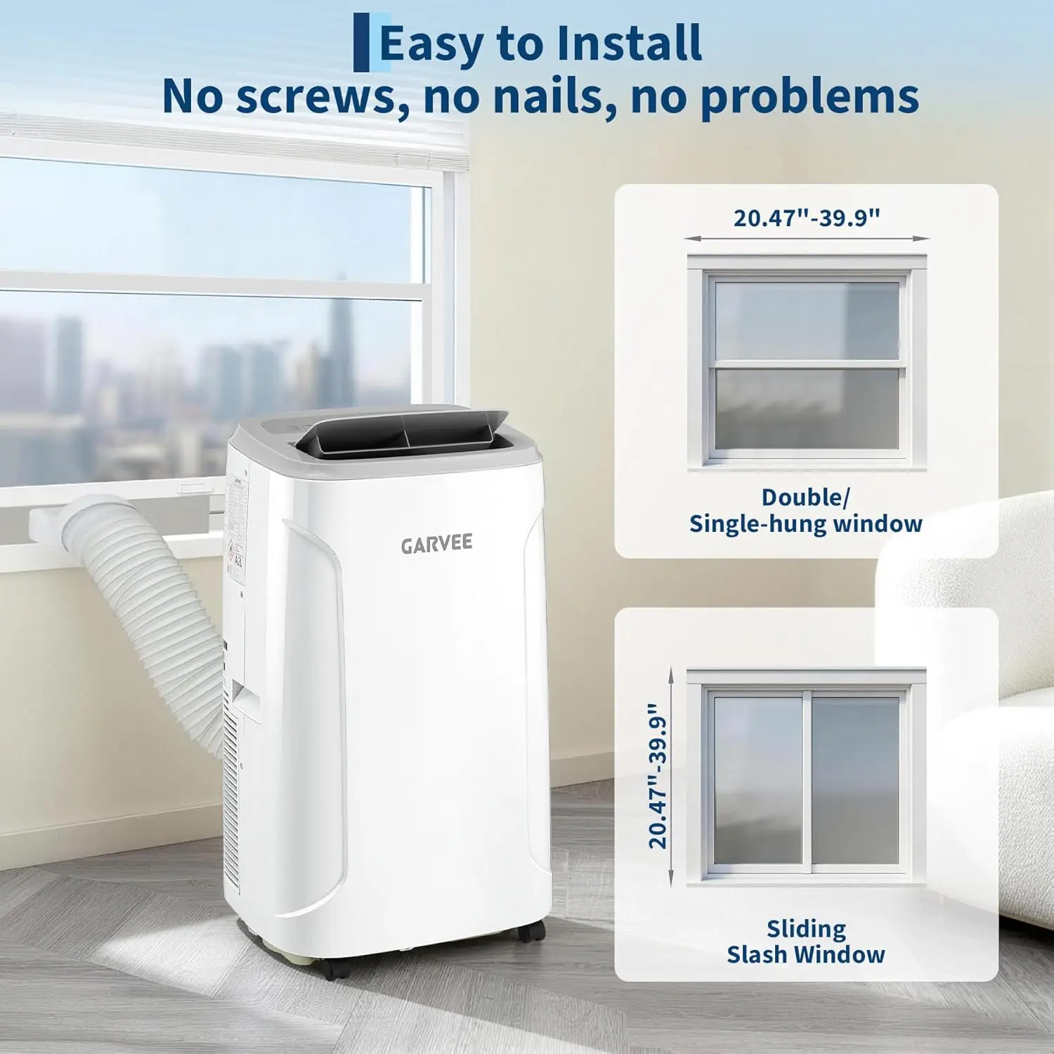 12,000/14,000 BTU Portable Air Conditioner, Floor AC Unit Cools Up to 550/750 Sq Ft, 3-in-1 AC Unit with Cool, Fan & Dehumidifier Modes, Remote Control & LED Touch Panel, 360° Wheels & Window Kit for Bedroom, Apartment, Office