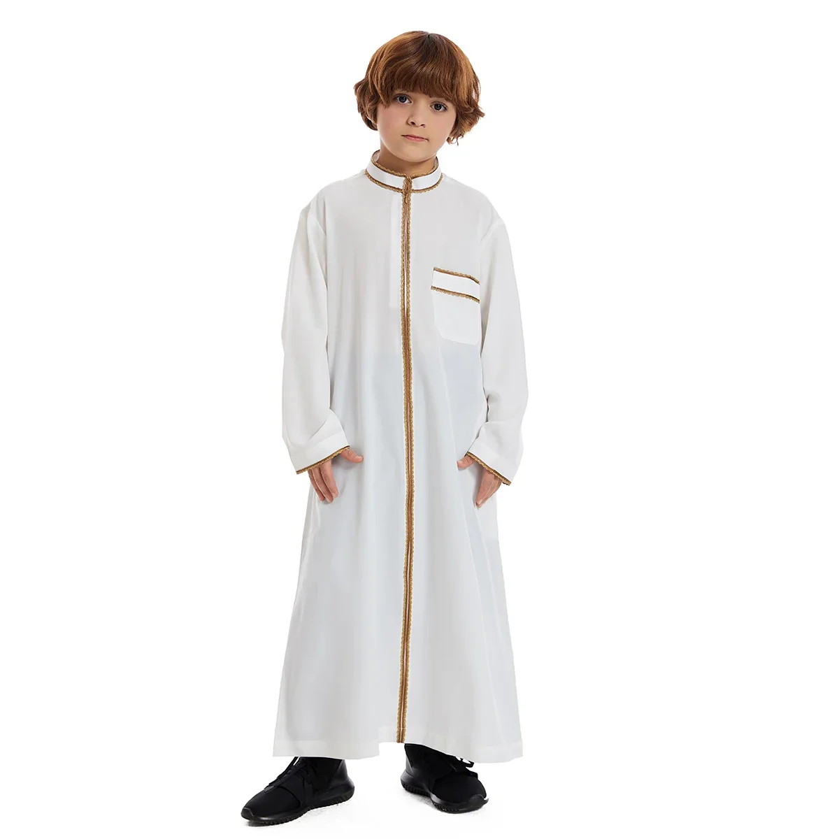 Abaya-Robe caftan arabe pour enfants, vêtements musulmans pour garçons, vêtements du Ramadan, Oman, Qatar, olympiques pour enfants, nouvelle collection 2025