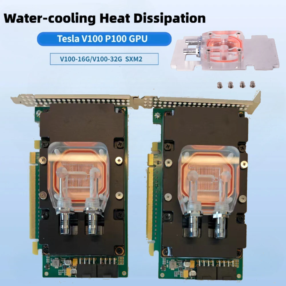 Graphics Card Cooler Cooling Block Purple Copper Water-cooled GPU Heat Radiator Plate Nvidia Tesla V100 P100 A100-32G / 16G SXM2