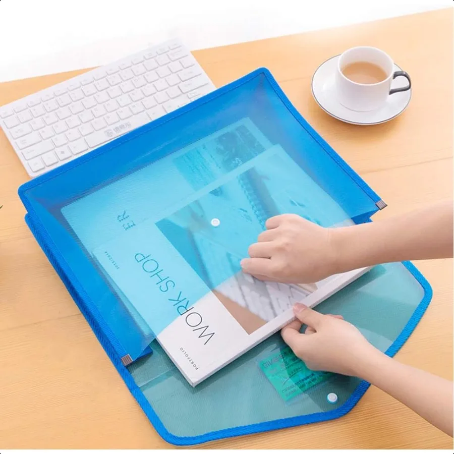 7 Pack File Folder Expandable Poly Envelopes B4 Plastic Document Folder Button Closure Waterproof File Pouch with 7pcs Black Ge