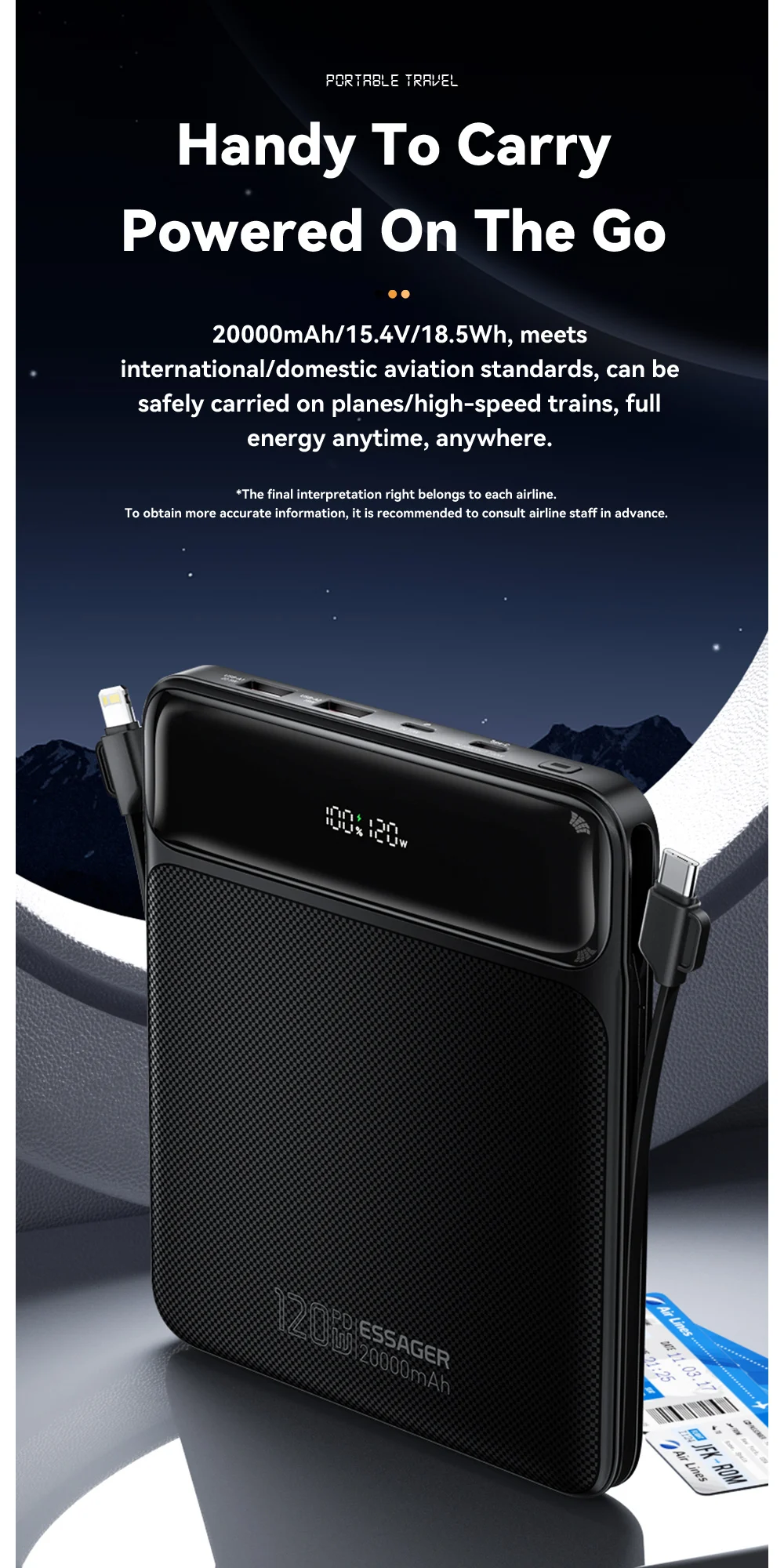 Essager Power Bank 120W 20000mAh Charge Rapide PD pour PC Portable Maroc 12 S86254eb28cfc49b68a384d75dc1ff686M Essager Power Bank 120W 20000mAh Charge Rapide PD pour PC Portable Maroc