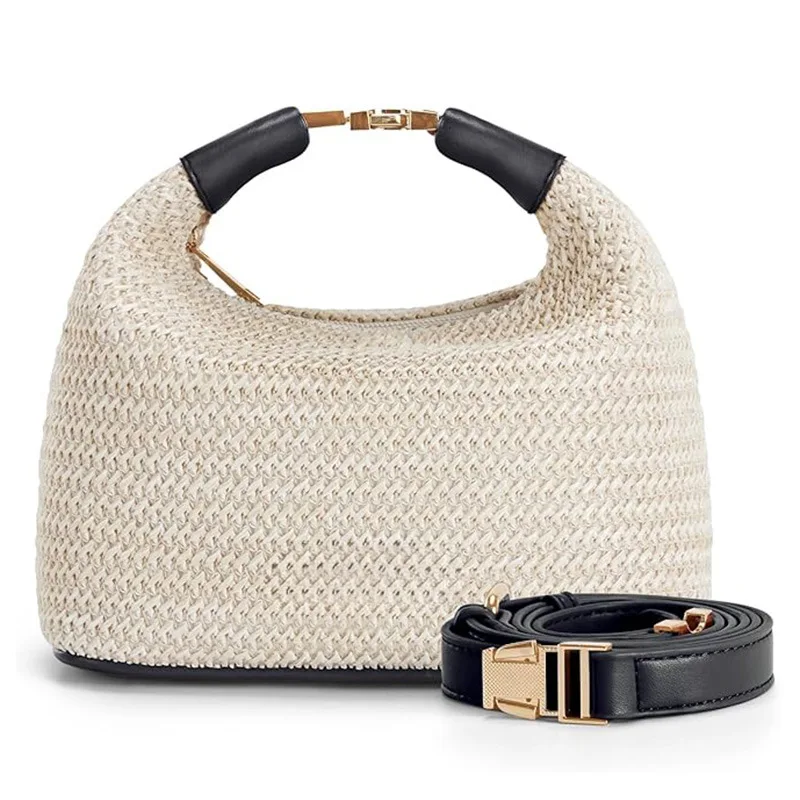 2025 New Fashion Handmade Straw Handbags Adjustable Crossbody Shoulder Bag New Arrival Bohemian Bucket Beach Bags Underarm Bags