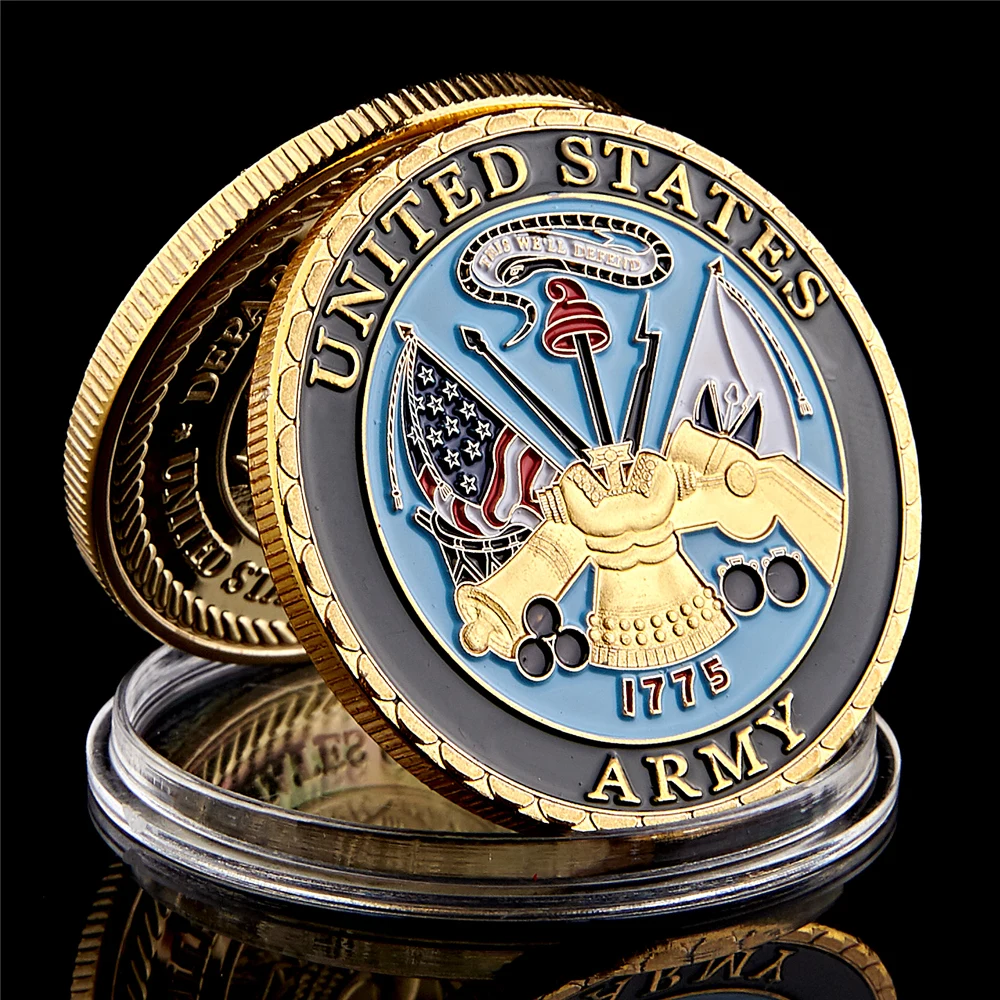 American Military Colorful Army Gold Plated Coin Challenge Medal Commemorative Coin