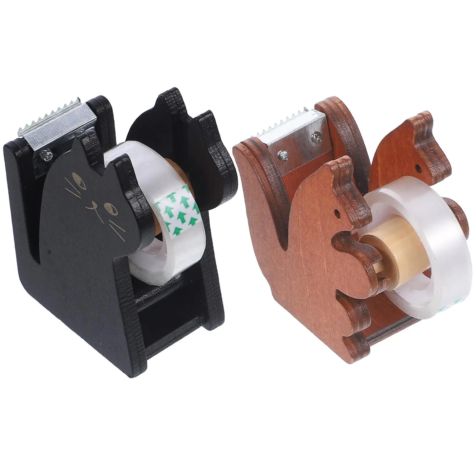 

2 Pcs Seal Office Tape Vintage Holder Aluminum Alloy Animal Convenient Dispenser