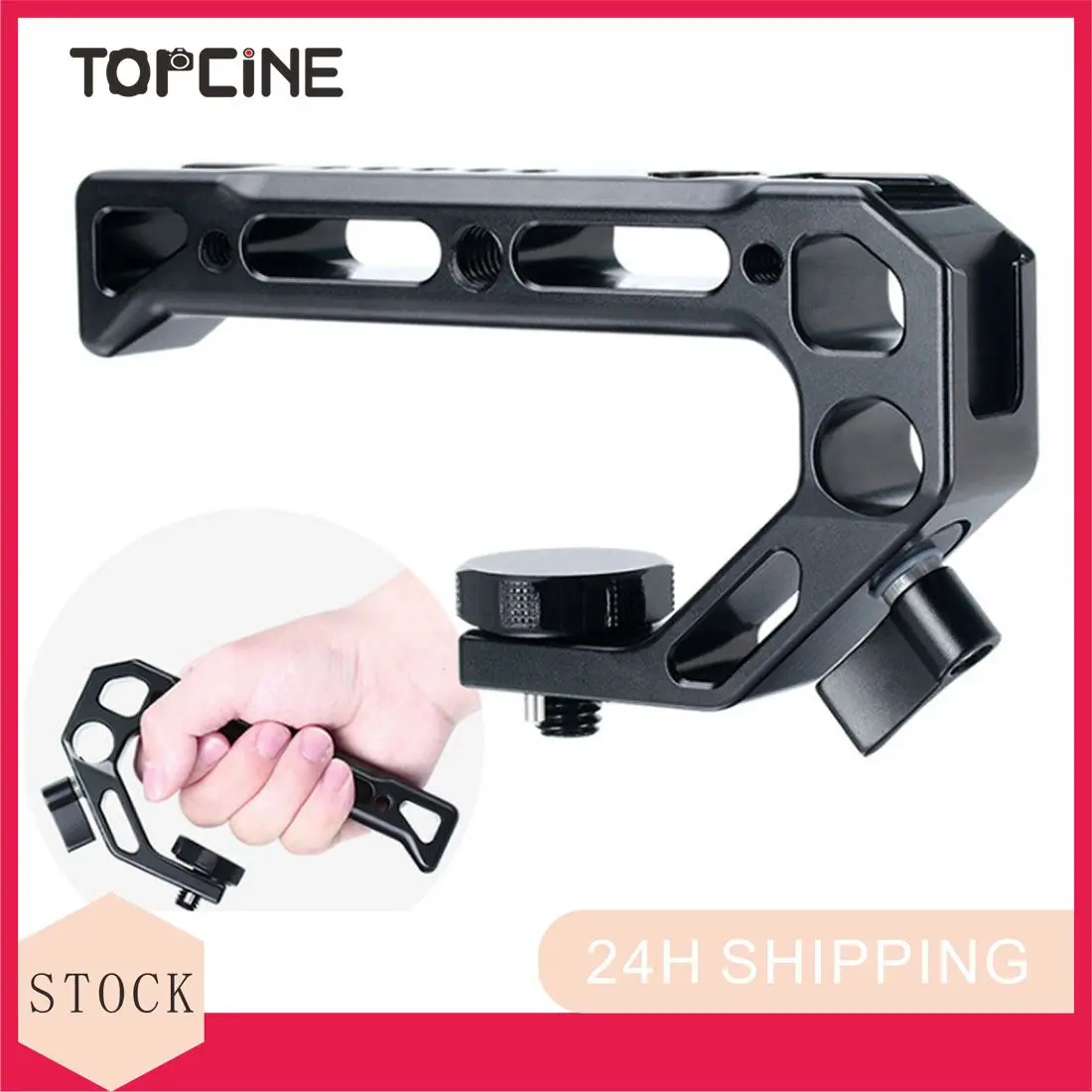 

1/4" or 3/8" Camera Cage Top Handle Handgrip with Cold Shoe Mount and Multiple Thread Holes for DSLR Cameras Video Vlogging