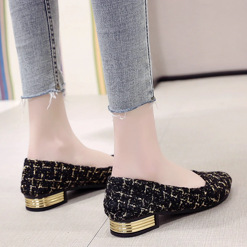 New Fashion Flats Shoes Women 3cm Heel Non-slip Flats Slip on Black Pointed Toe Casual Comfortbal Size 35-42 Lazy Casual Shoes