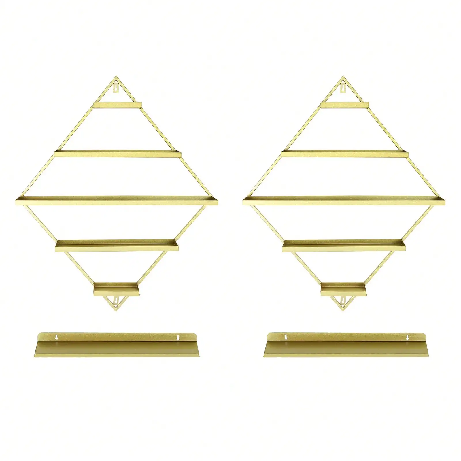 Organizador de esmalte em losango de 5 camadas, rack de esmalte de metal montado na parede, 2 racks de losango + 2 barras horizontais