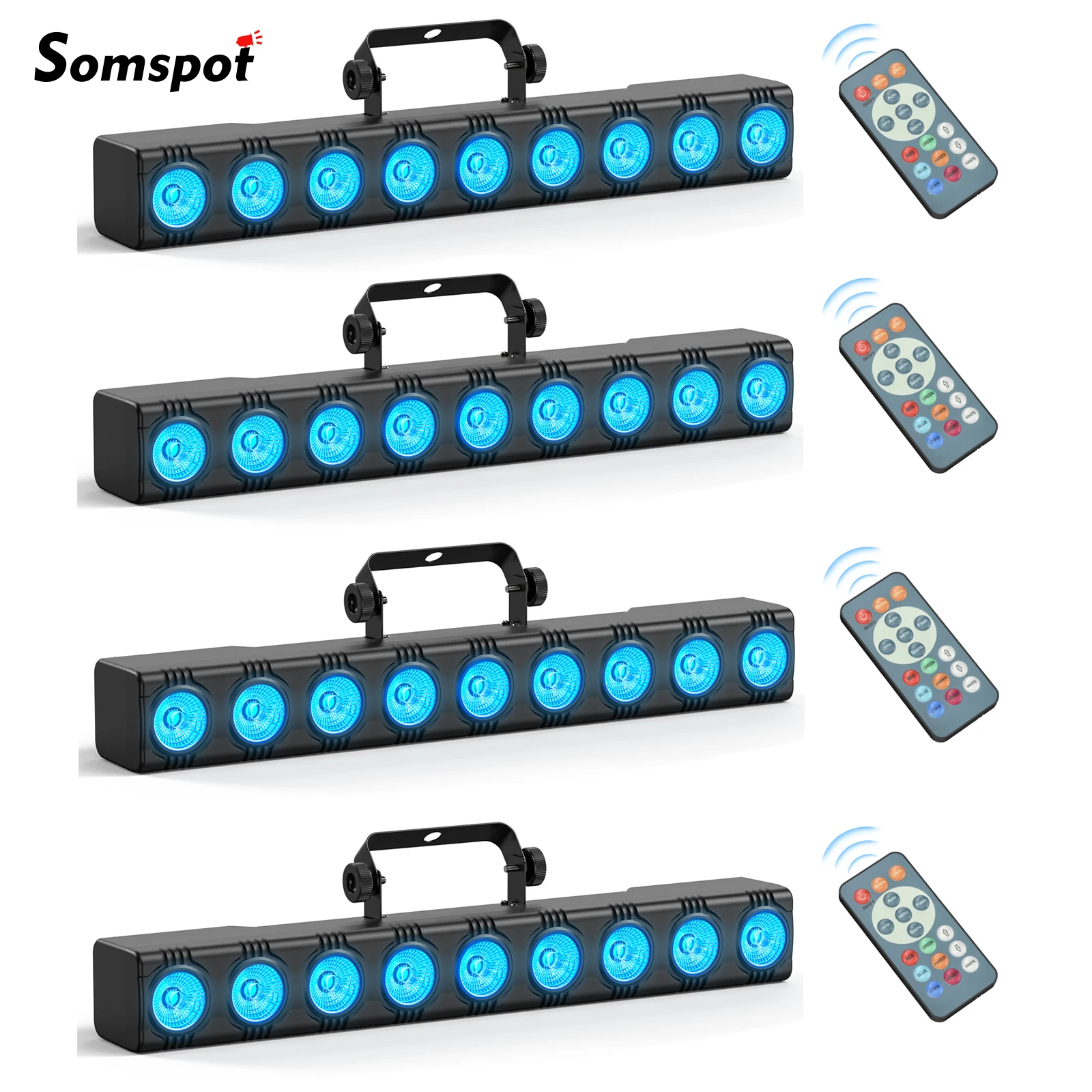 Somspot 4er-Set Wandfluter RGBW 4-in-1 DJ Disco Lichter 9 LEDs Lichtleiste Bühneneffektbeleuchtung Projektor für Konzert Hochzeit Theater Live-Show Bar Club Party