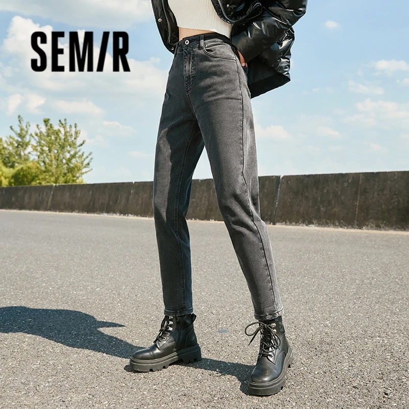 Imagem -02 - Jeans Semir Feminina Calças de Pesponto Calças Cônico Fino Estilo Simples Inverno Novo 2023