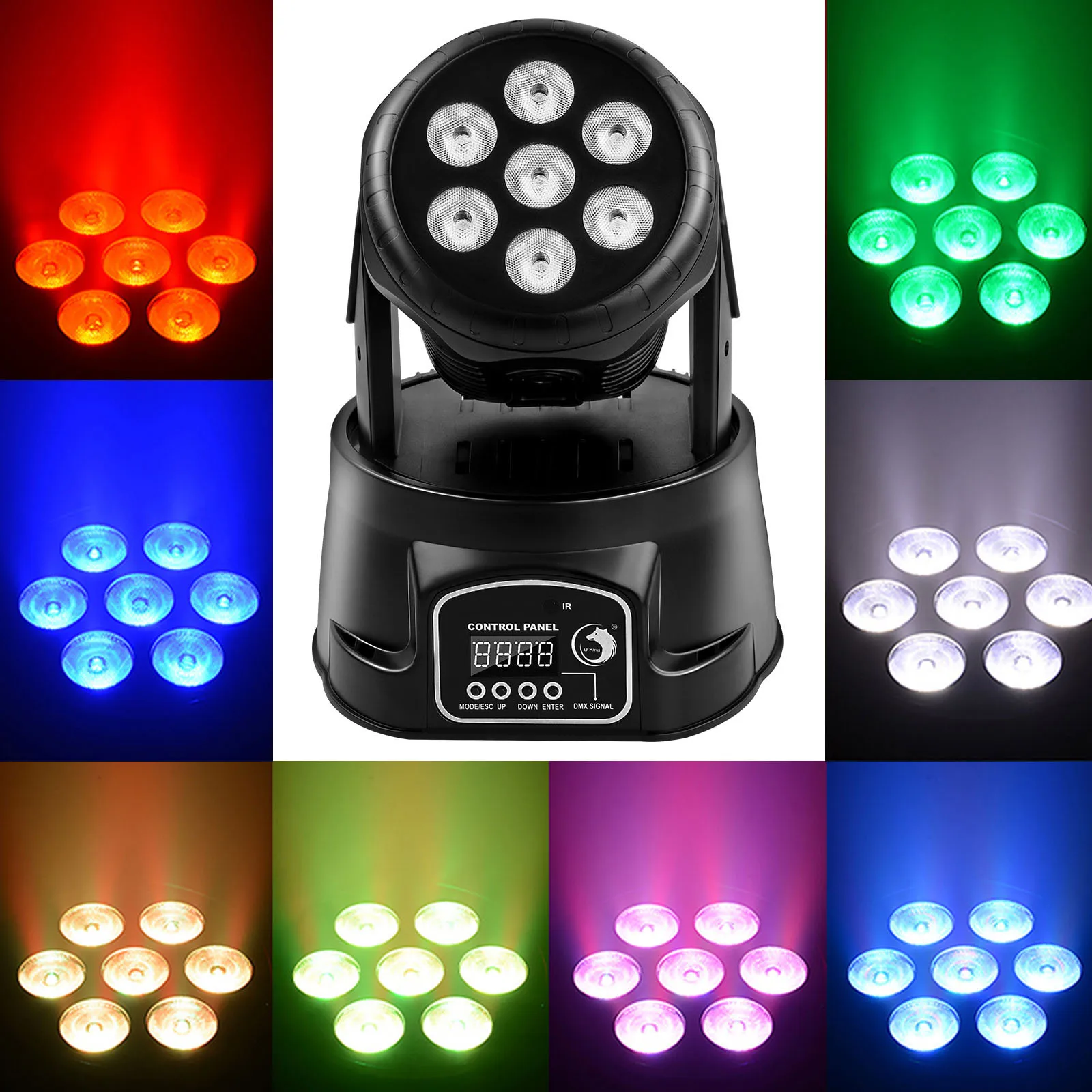 U\'King-luces LED de cabeza móvil, iluminación 4 en 1, 7x10W, RGBW, DMX512, espectáculos de DJ, discoteca, Bar, fiesta de música, Club de baile