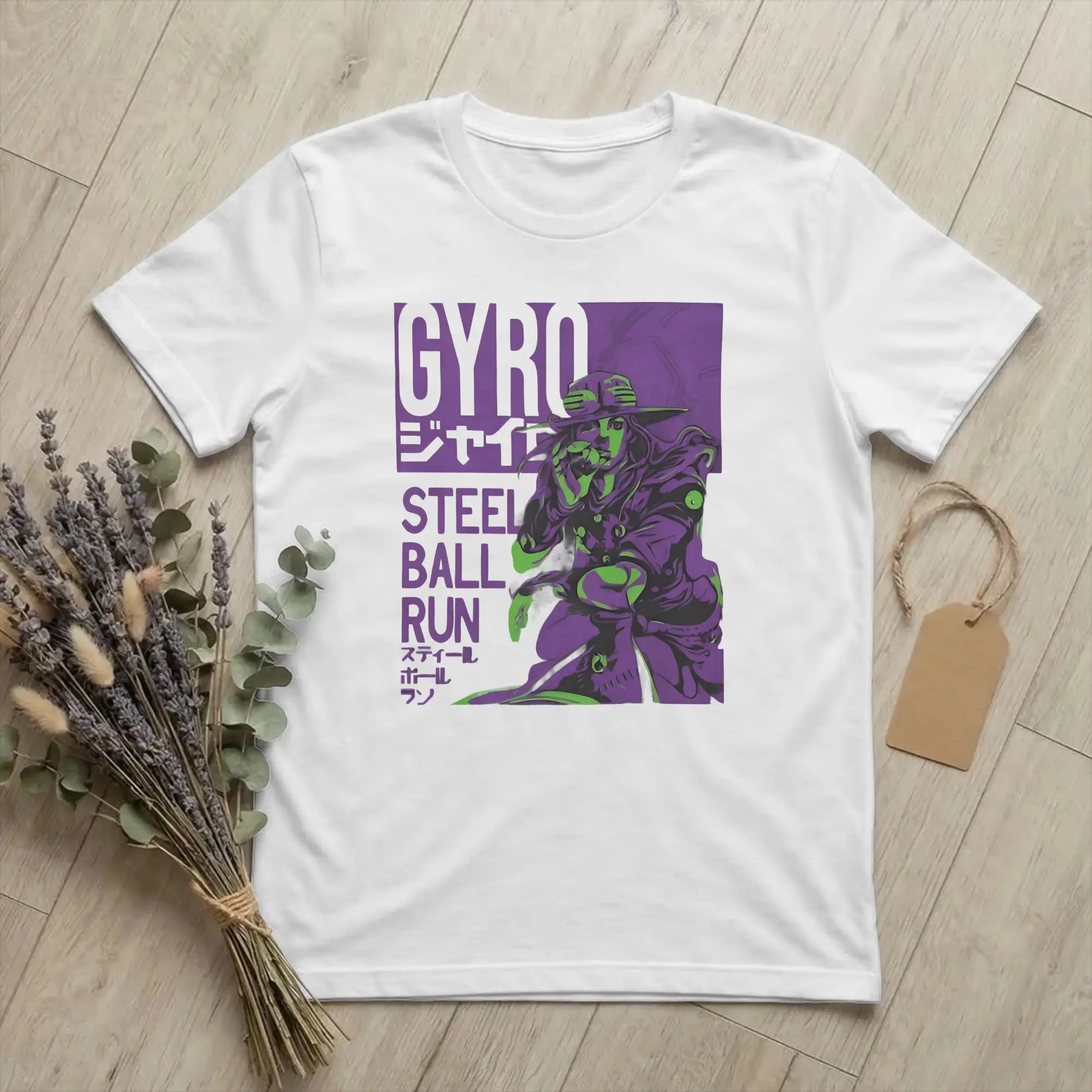 Gyro Zeppeli T-Shirts for Men Women Joestar Family Bizarre Adventure Anime Cotton Tees O Neck Short Sleeve T Shirts Big Size Top