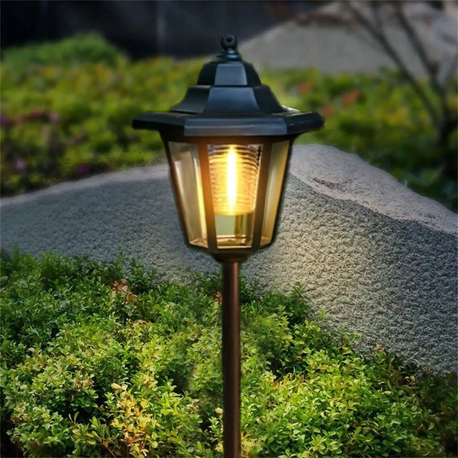 1 Stück Solar-Wegeleuchte: Retro-Sechskant-LED, Schaltersteuerung, 600 mAh Ni-MH, Gartengebrauch im Freien