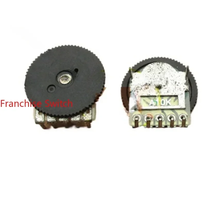 Immagine 4: 100 Pezzi Potenziometro a Ingranaggi 103 A10K Doppio a 5 Pin, Quadrante 14*1MM (Spessore Disco 0.8MM)