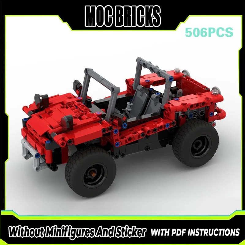 

City Car Model MOC Building Bricks Dune Red Off-Road Vehicle Modular Technology Gifts Holiday Assemble Children Toys Suit
