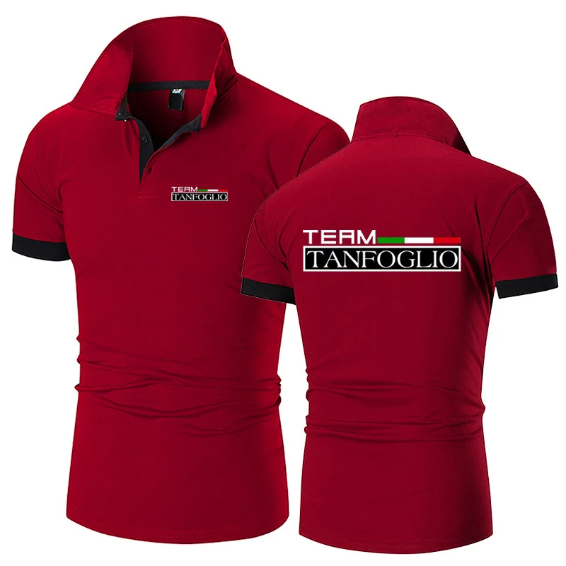 2024 Summer Men\'s Tanfoglio Logo Print High Quality Cotton Short Sleeve Solid Color Casual Lapel Collar Quick Drying Polo Shirts
