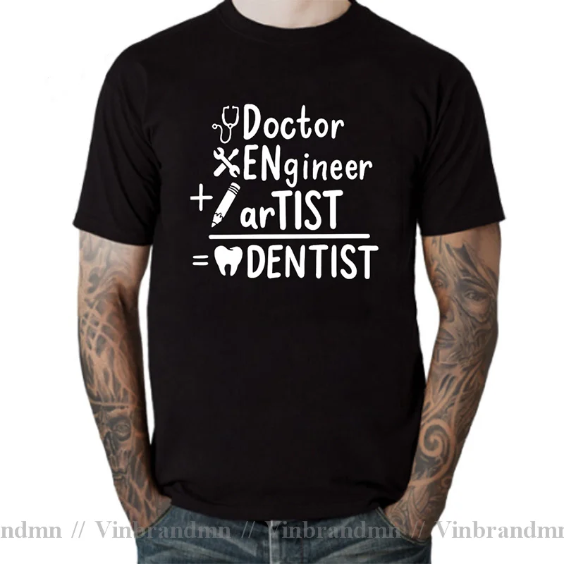 Dentist Tooth Dental Hipster Cotton Tee Doctor Engineer Artist T Shirts Short Sleeve Round Collar Clothing Gift Idea Men T-Shirt