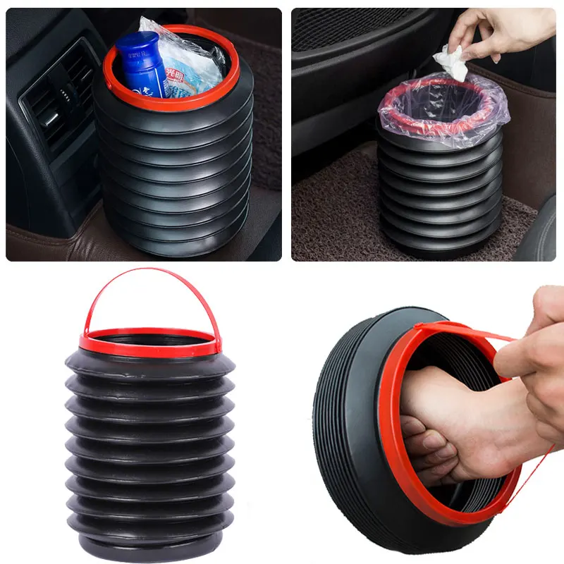 Folding Trash Bin Car Interior Organizer Rubbish Container Umbrella Storage Multifunctional Waterproof Garbage Can Car Interior