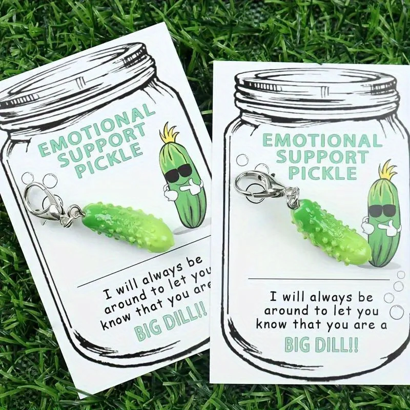 

2pcs Emotional Pickle Keychains - Funny Pocket Hug Gift for Pickle Lovers