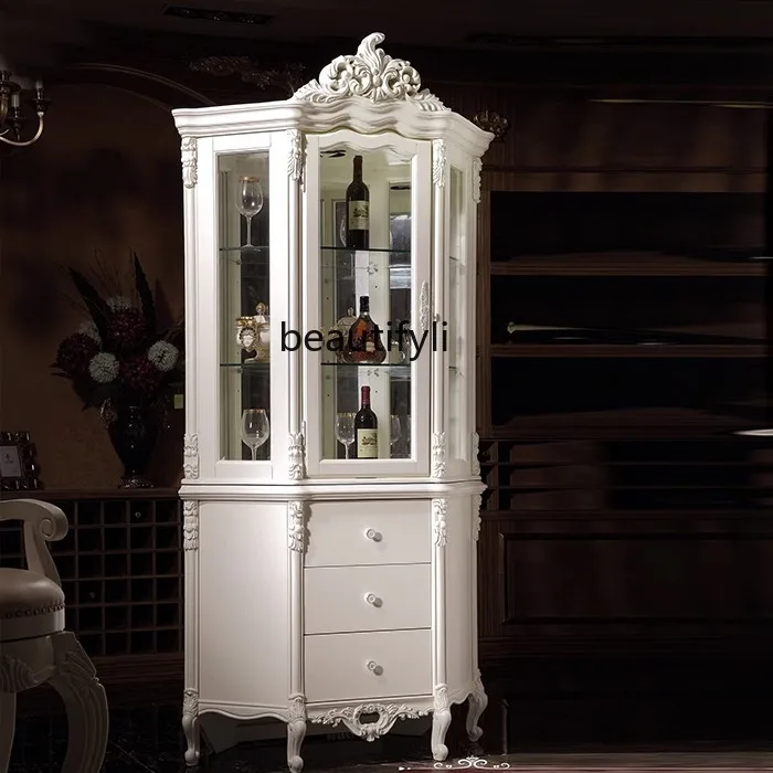 European-Style Carved Corner Display Wine Cabinet Household Triangle Corner Glass Decorative Jewelry Jewelry Cabinet