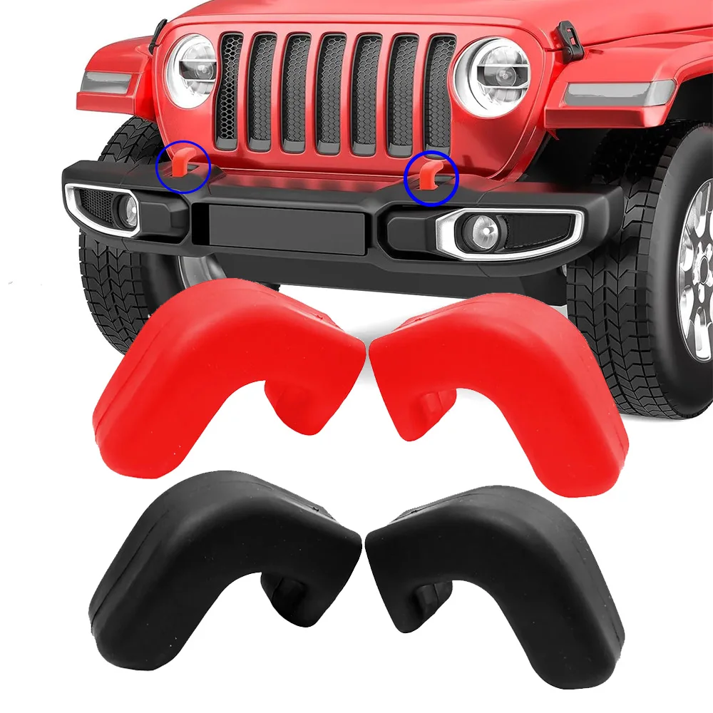 Front Bumper Tow Hook Covers Compatible with For Jeep Wrangler JK/JL/TJ 2007-2023 Exterior Accessories Silicone Rubber Tow Hook